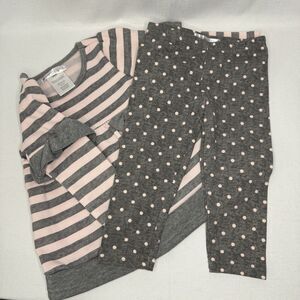 Nannette Baby 2-Piece Pink Gray Stripe Babydoll Top & Pants Set - 18 Months